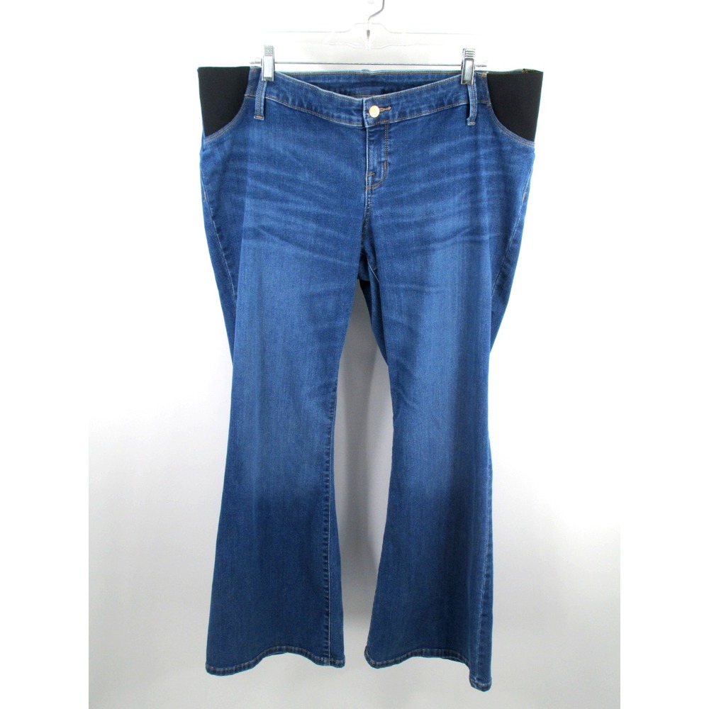 Isabel Maternity Flare Jeans Womens 16 Blue Denim Stretch Sides Mid Rise Comfort
